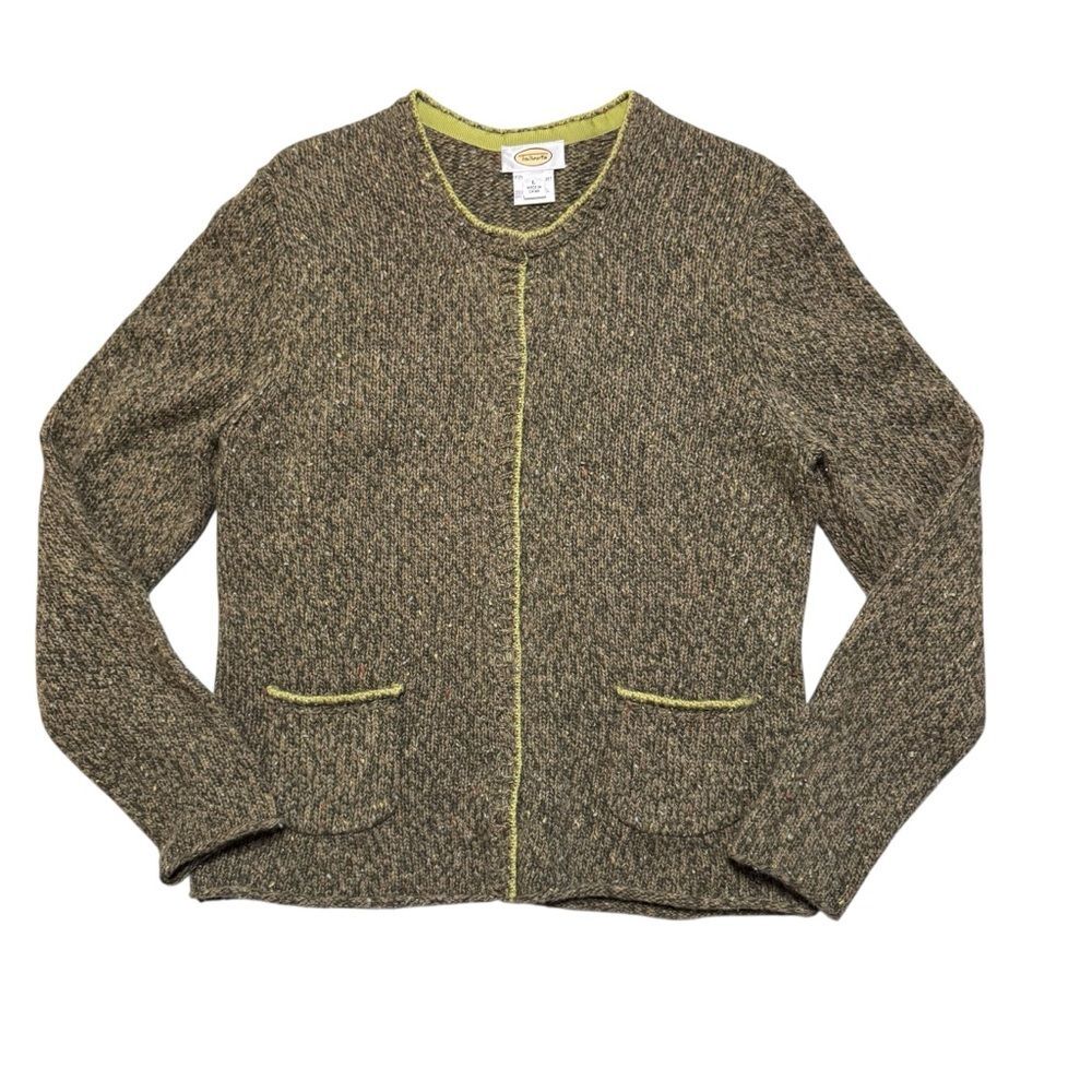 Talbots Women's Wool Angora Cardigan Sweater Snap Front Tweed Size Large